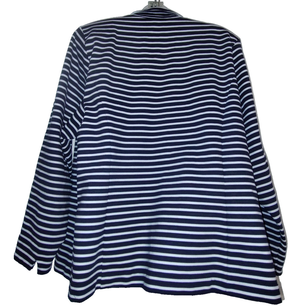 CJ Banks Women’s Blue Striped Classic Style Blazer Jacket Size 2X BG19 - Picture 2 of 4